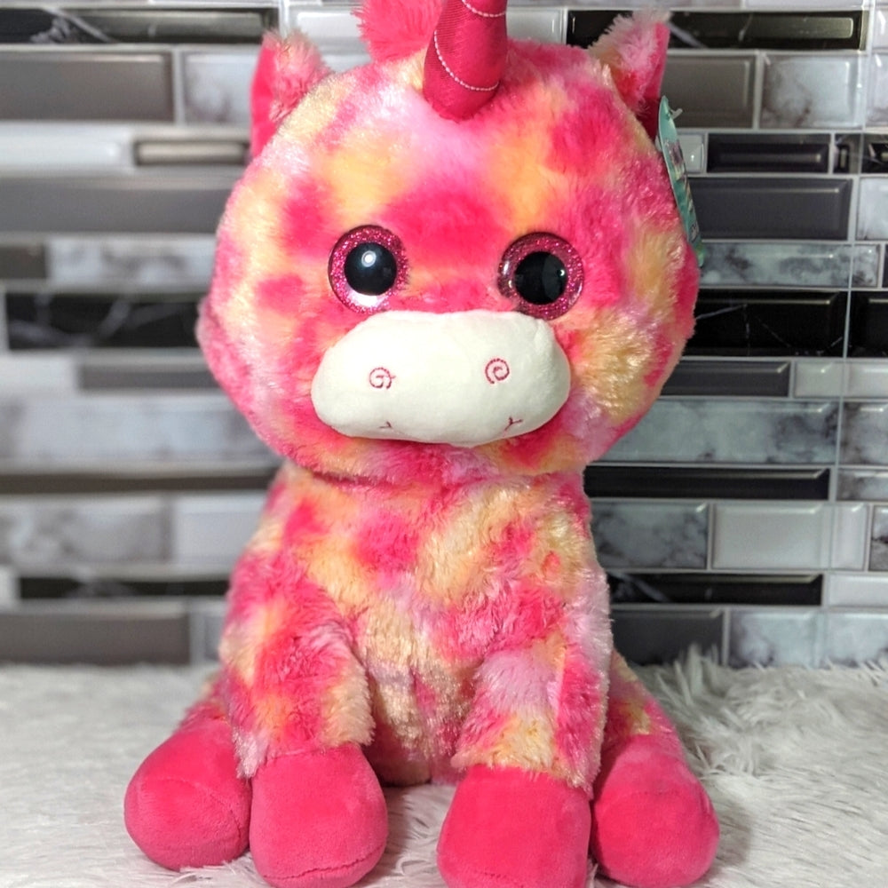 Looky Boos Plush Unicorn Stuffed Animal - Pink and Yellow Tie-Dye - Sac's Main