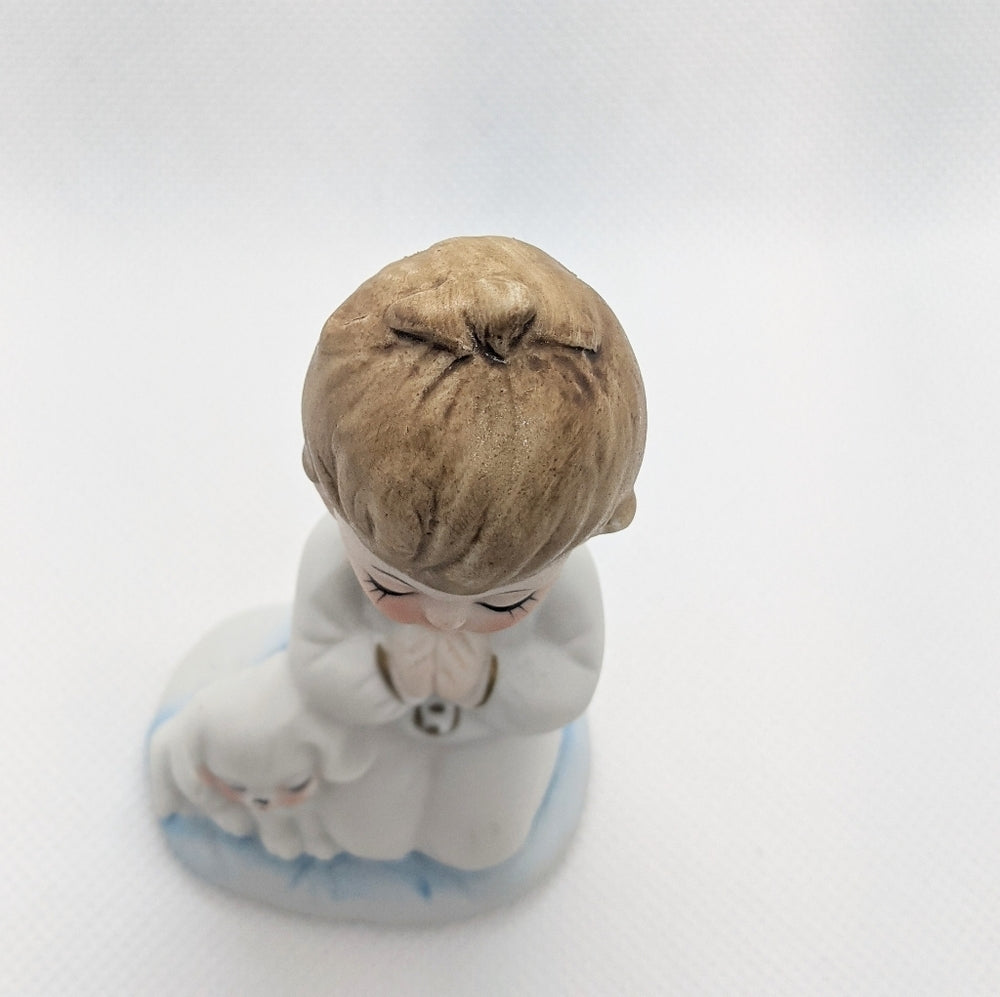 Vintage Ceramic Figurine of Praying Child with Dog