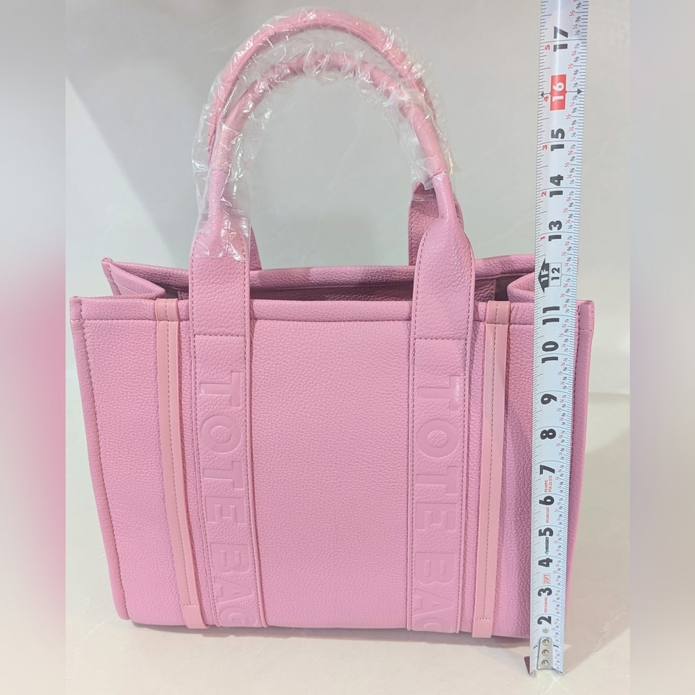 Pink Tote Bag with Matching Wallet and Strap Set