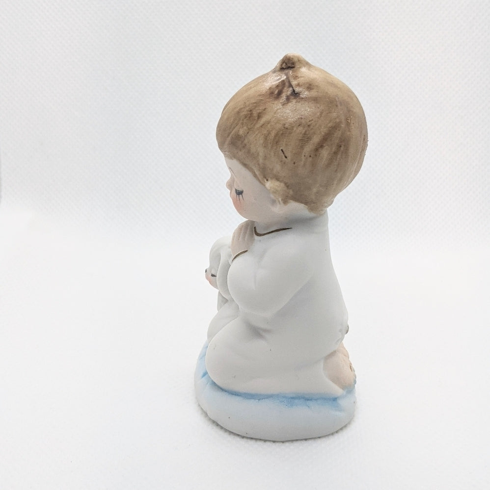 Vintage Ceramic Figurine of Praying Child with Dog