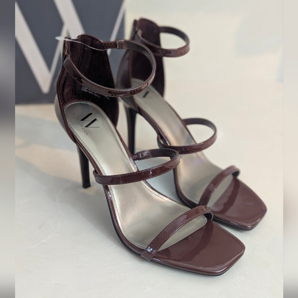 Worthington Coco Medium Brown Patent Leather Strappy High Heel Sandals Size 11