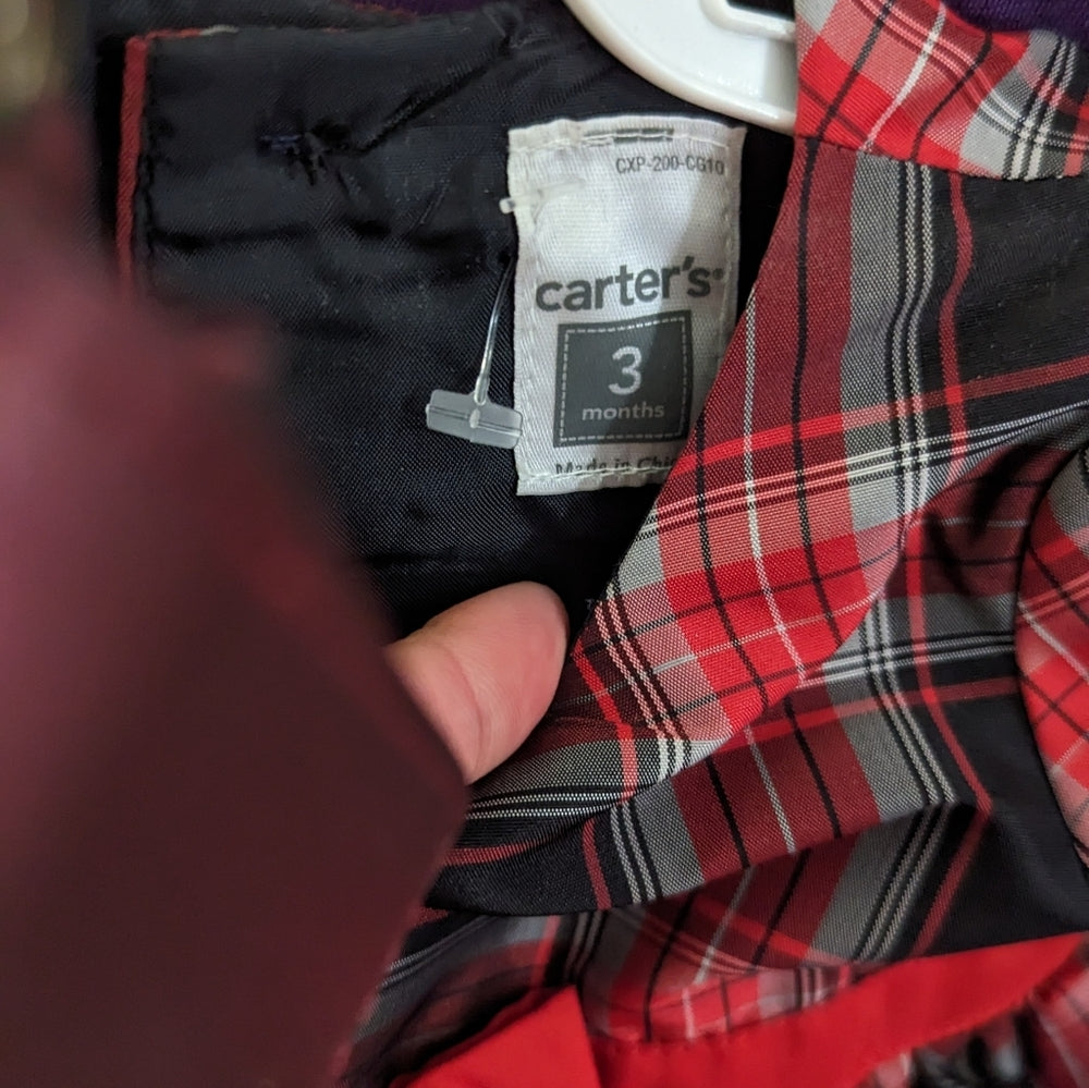 Carter's Baby Girl Red and Black Plaid Dress with Bow - 3 Months - Sac's Main