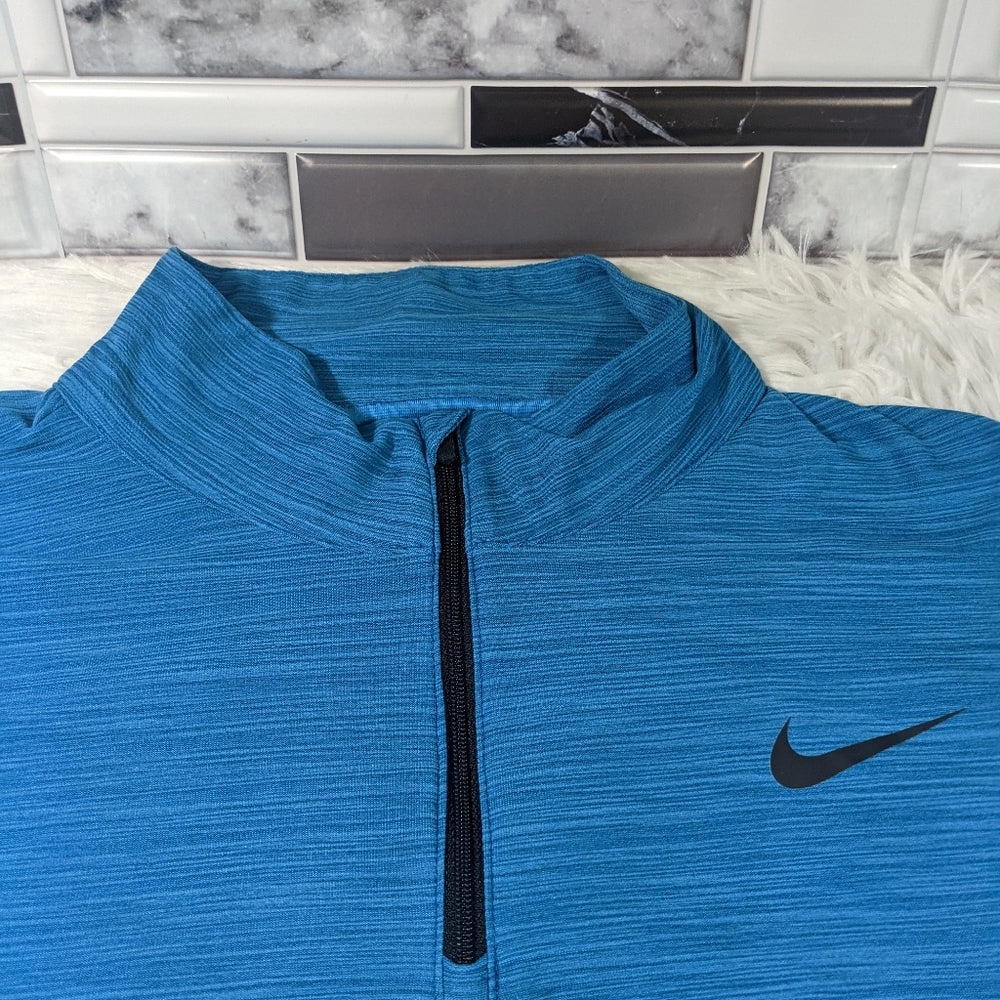 Nike Dri-FIT Blue Long Sleeve Pullover Half-Zip Athletic Shirt Small - Sac's Main