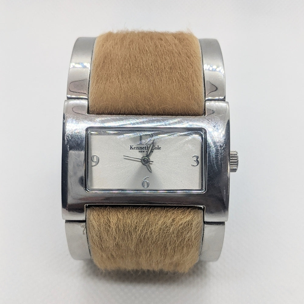 Kenneth Cole New York Stainless Steel Wristwatch with Brown Fur Accent Band - Sac's Main
