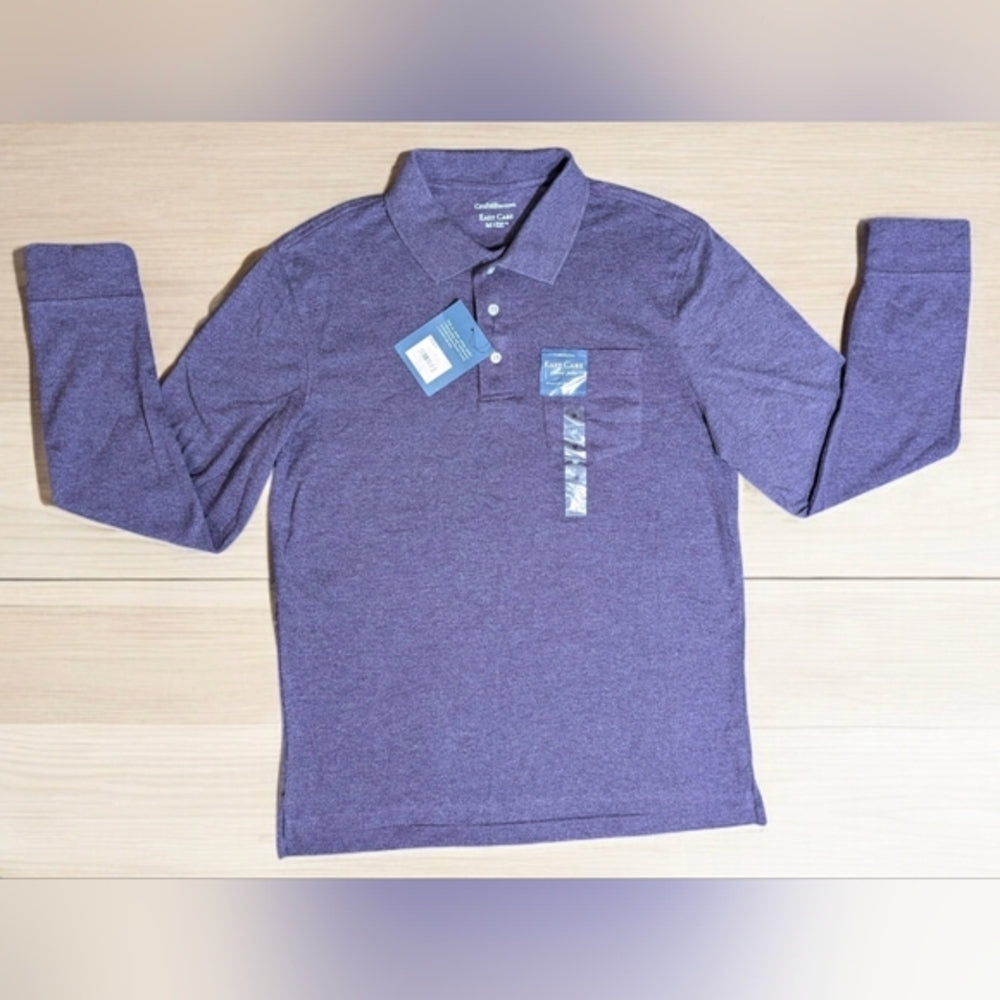 Croft & Barrow Easy Care Classic Polo Shirt Medium Purple Long Sleeve - Sac's Main