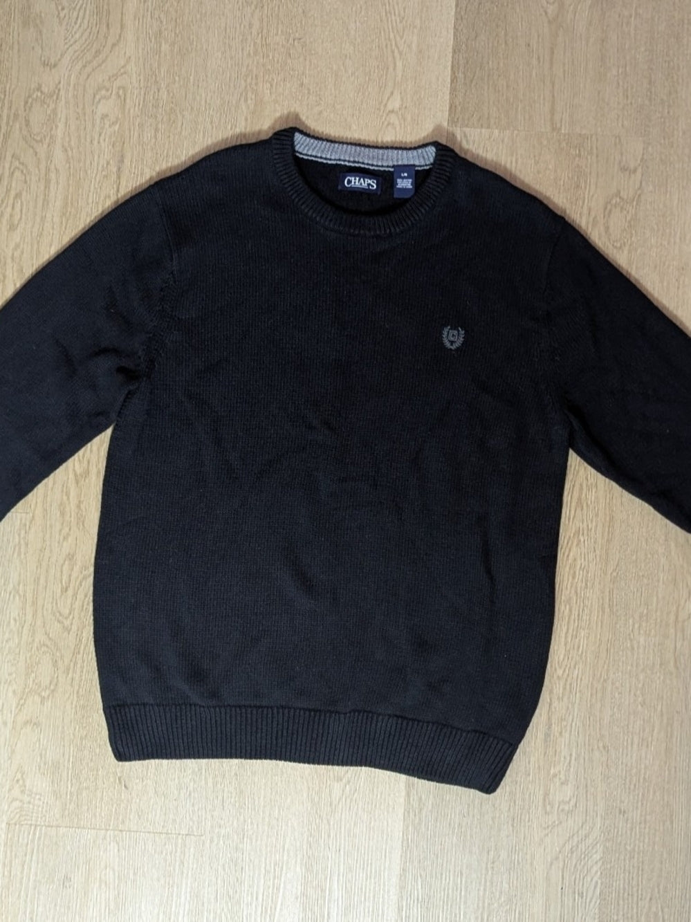 Chaps Men's Black Cotton Crew Neck Pullover Sweater Large