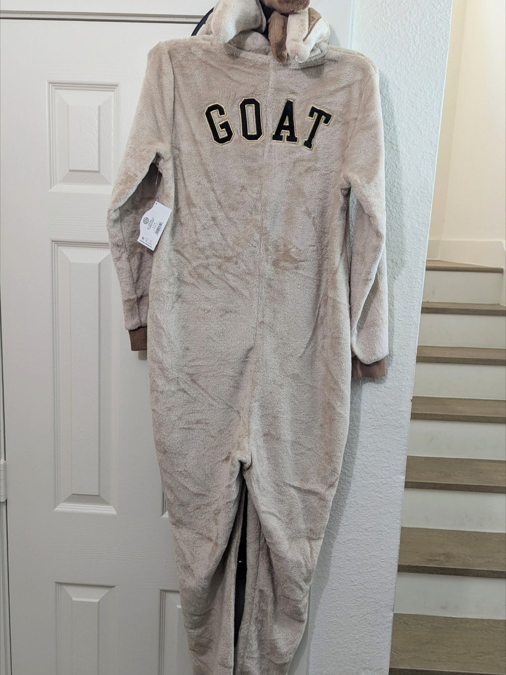 Goat Themed Plush Fleece Onesie Pajamas with Hood
