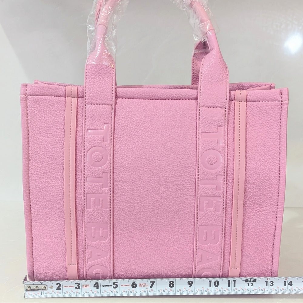 Pink Tote Bag with Matching Wallet and Strap Set