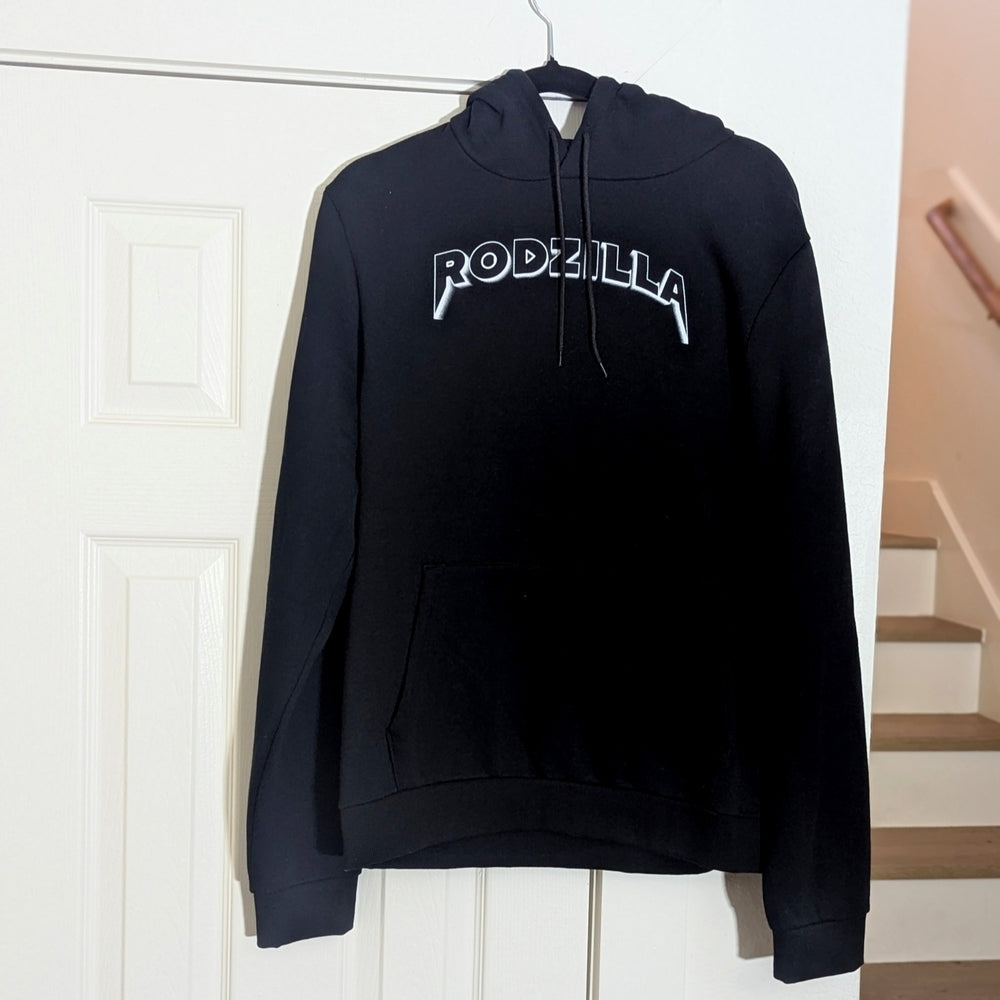 Rodzilla Black Hoodie with Purple Graphic Print