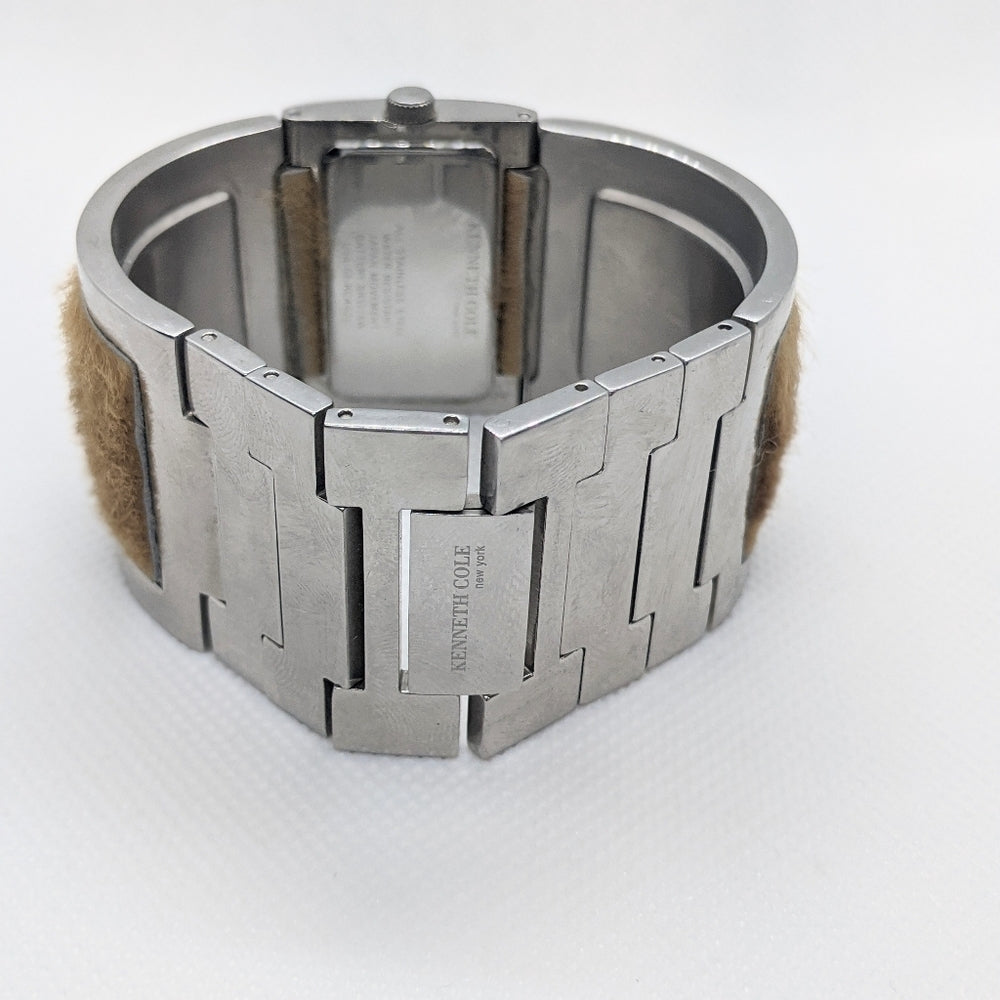 Kenneth Cole New York Stainless Steel Wristwatch with Brown Fur Accent Band - Sac's Main