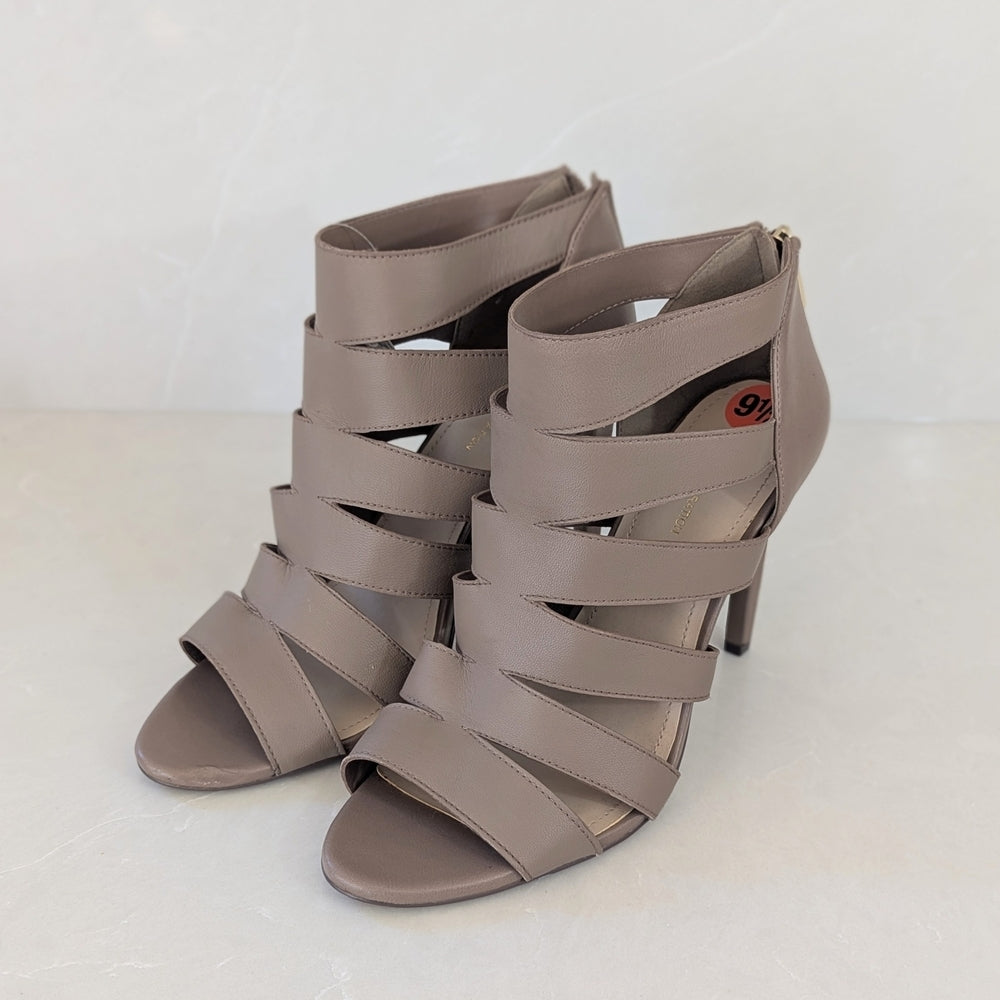 BCBGeneration Taupe Strappy High Heel Sandals Size 9.5
