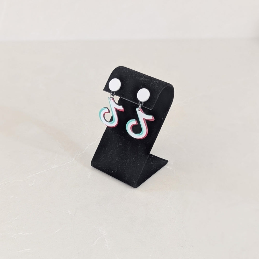 TikTok Logo Dangle Earrings with White Studs