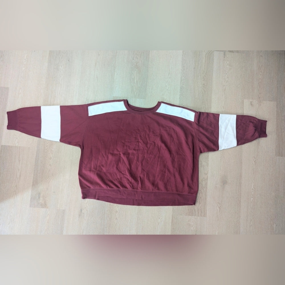 Universal Thread Burgundy and White Colorblock Pullover Sweatshirt Size XL