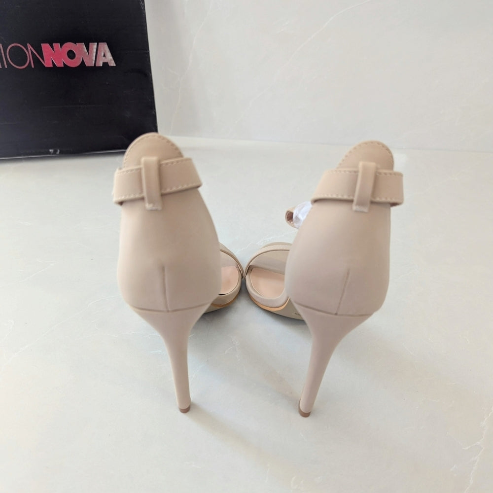 Fashion Nova Beige Ankle Strap High Heel Sandals Size 8