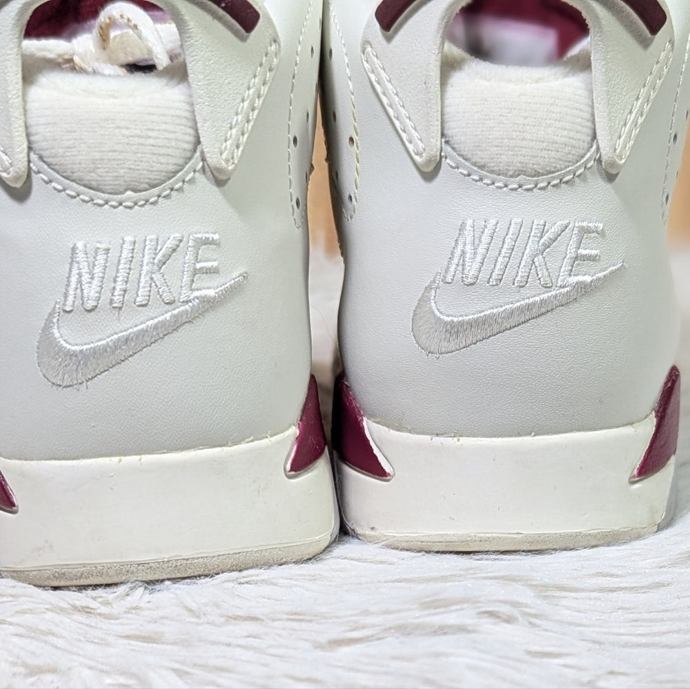 Nike Air Jordan 6 Retro White and Maroon Sneakers size 3