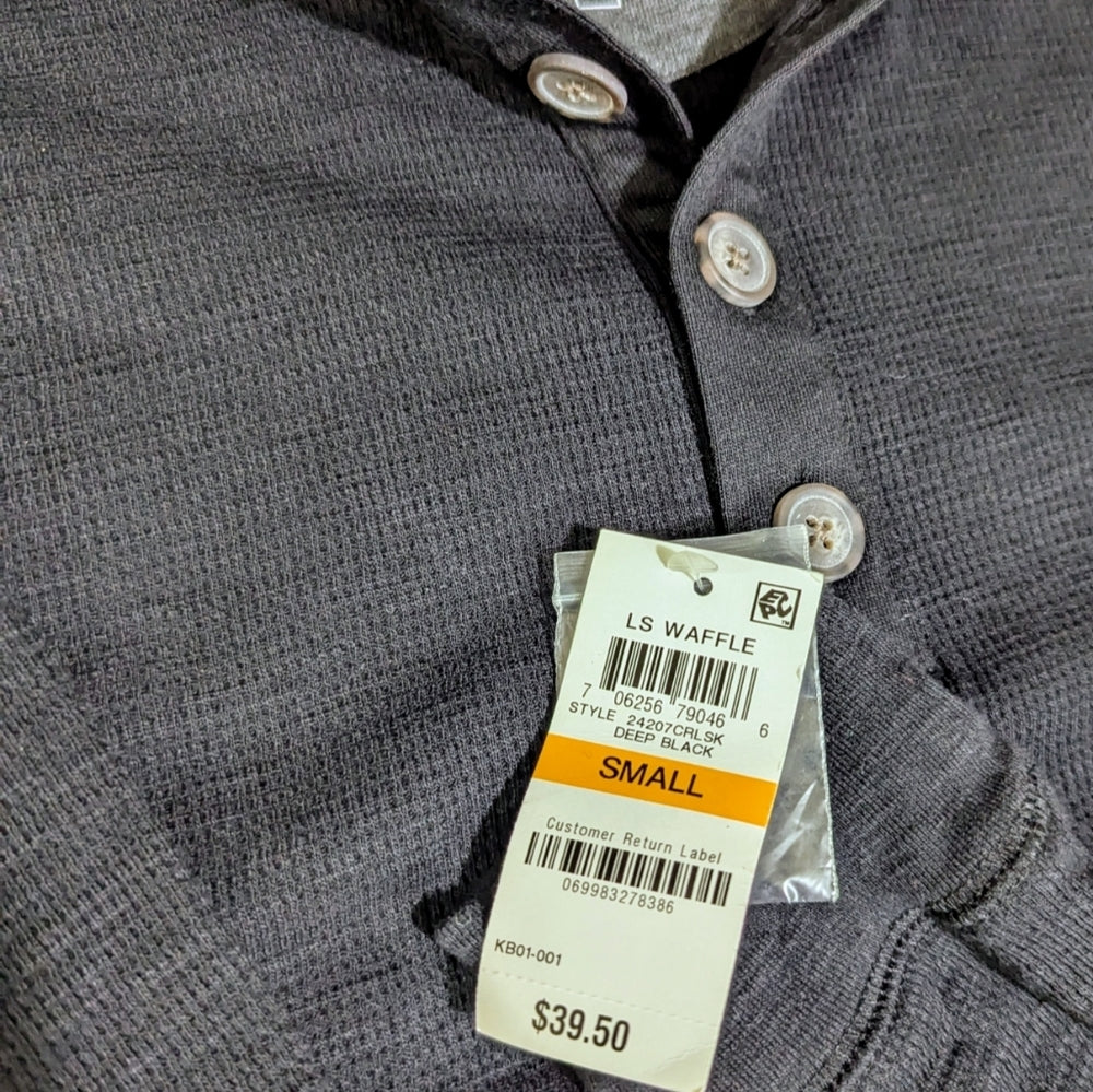 Kirkland Signature Men's Small Deep Black Long Sleeve Waffle Knit Shirt