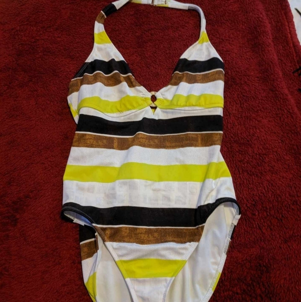 Leilani Women's One Piece Swimsuit Size 14 Striped Halter Neck - Sac's Main