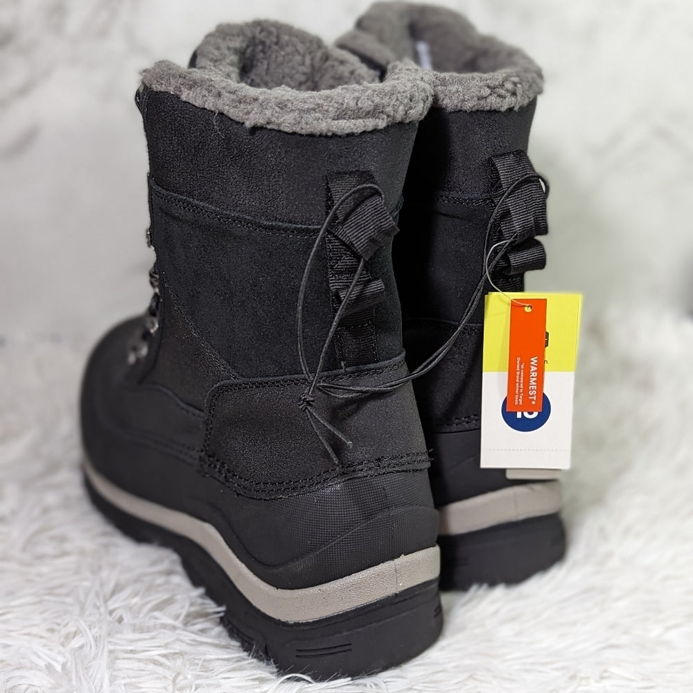 Thermolite EcoMode Black Winter Boots with Faux Fur Lining and Side Zipper