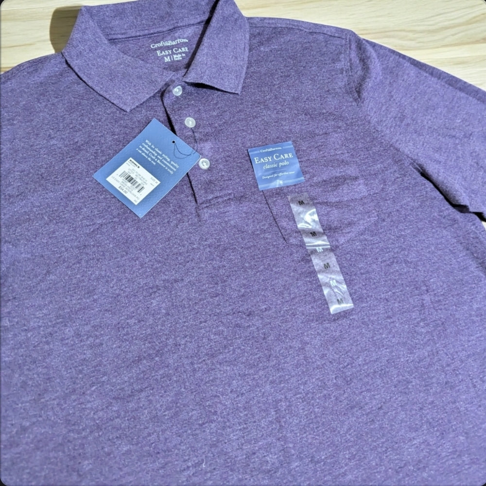 Croft & Barrow Easy Care Classic Polo Shirt Medium Purple Long Sleeve - Sac's Main