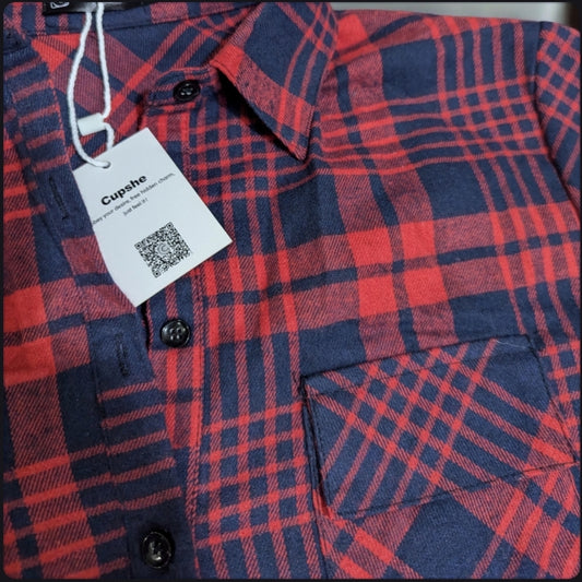 Cupshe Red and Navy Plaid Long Sleeve Shirt