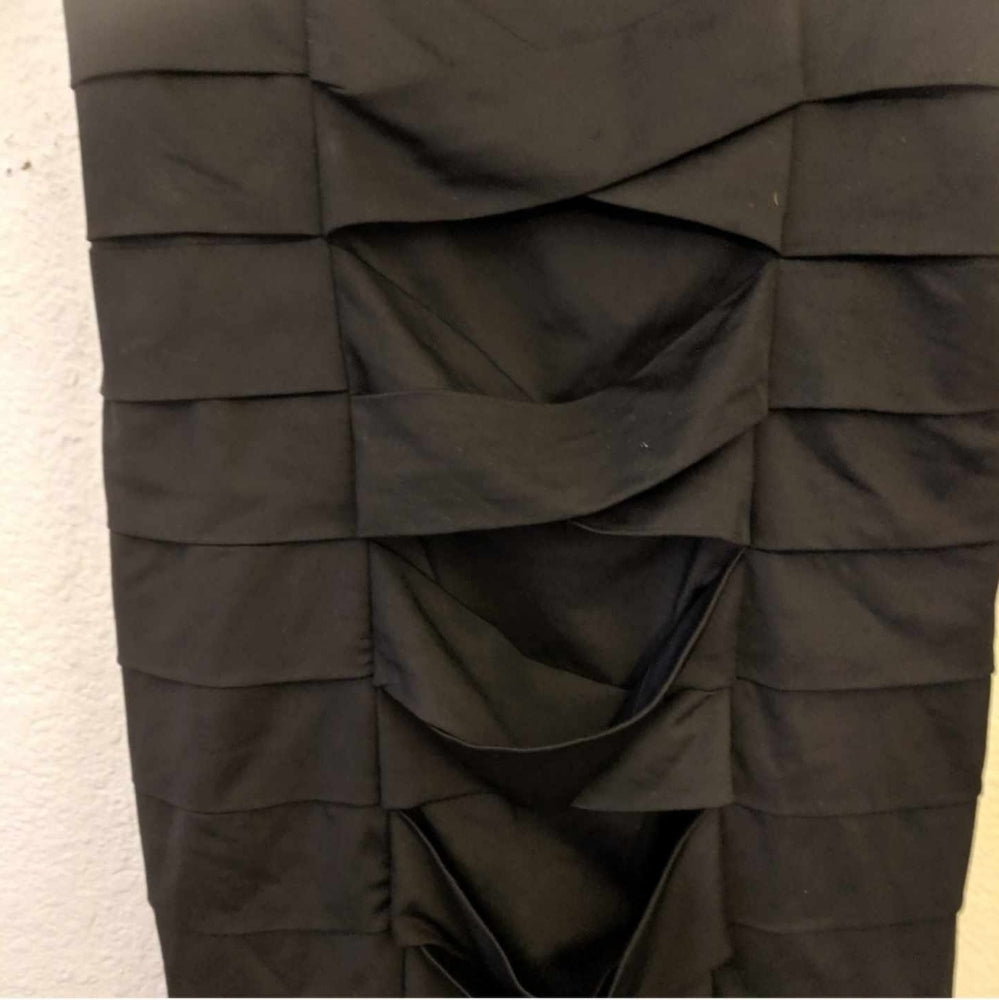 Nikibir Black Ruched Bodycon Dress with Adjustable Straps, Size M