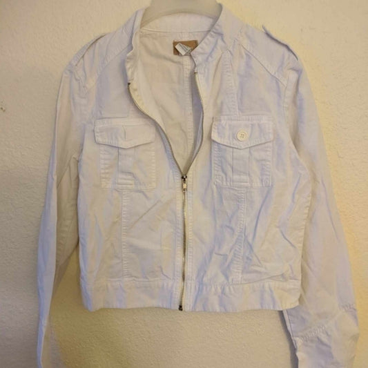 Twenty One White Cotton Spandex Zip-Up Jacket Medium - Sac's Main