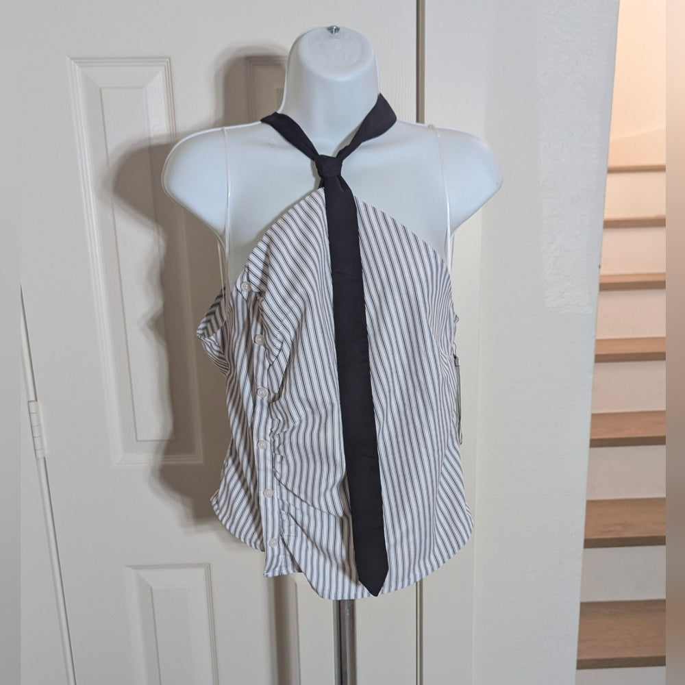 Vero Moda Striped Halter Neck Tank Top with Black Tie Detail