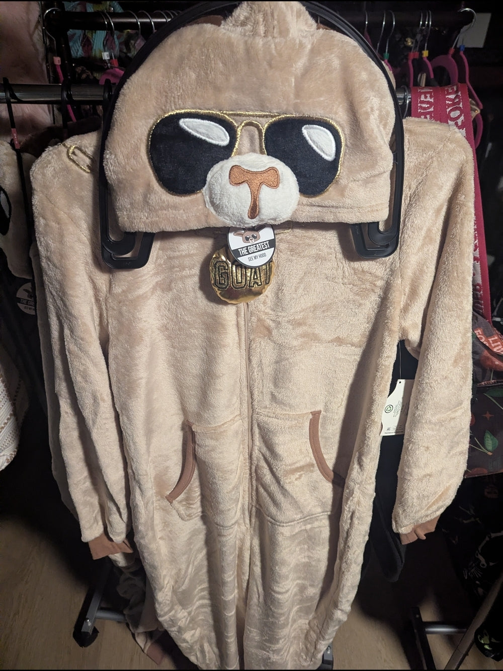 Goat Themed Plush Fleece Onesie Pajamas with Hood