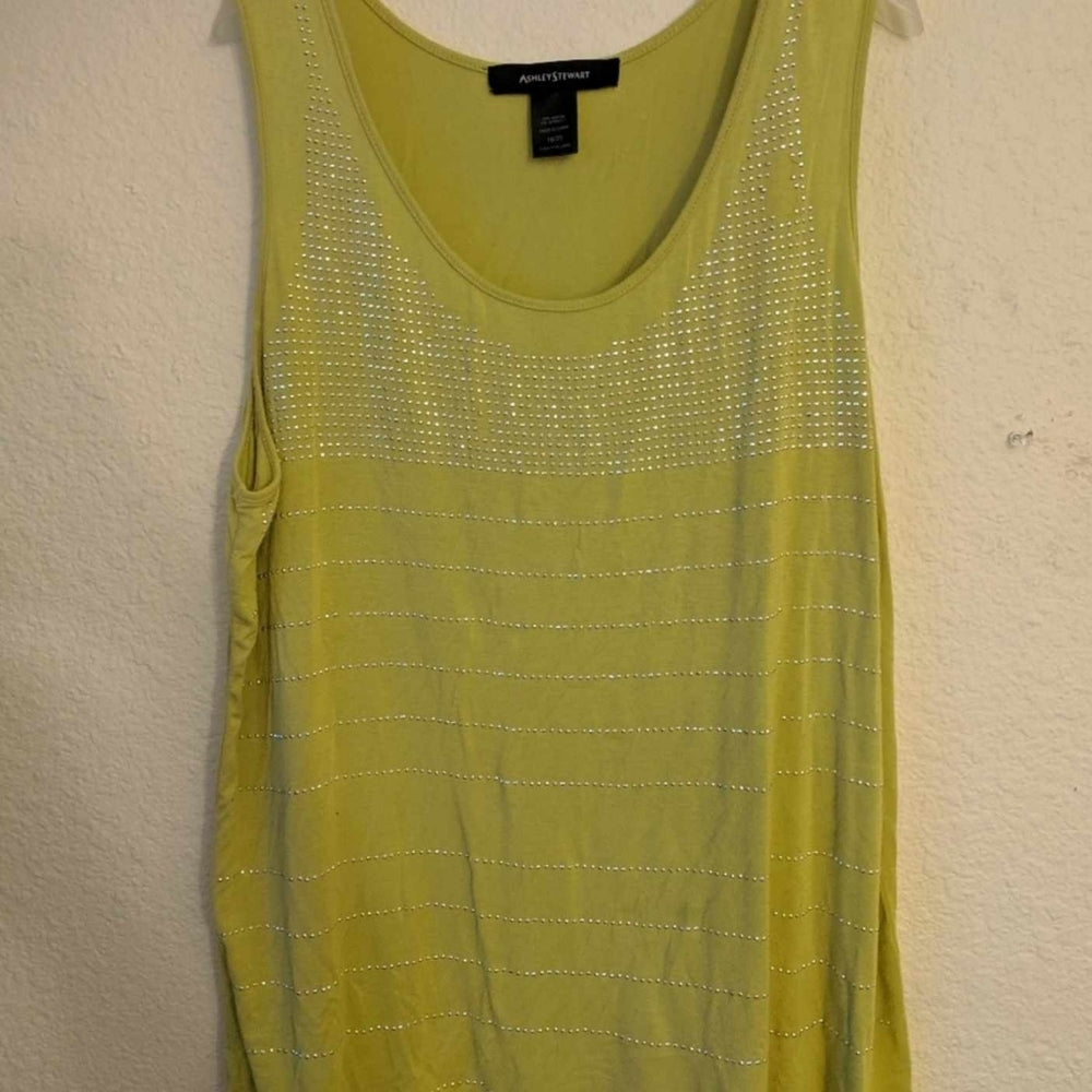 Ashley Stewart Yellow Sleeveless Tank Top with Rhinestone Detail Size 18/20
