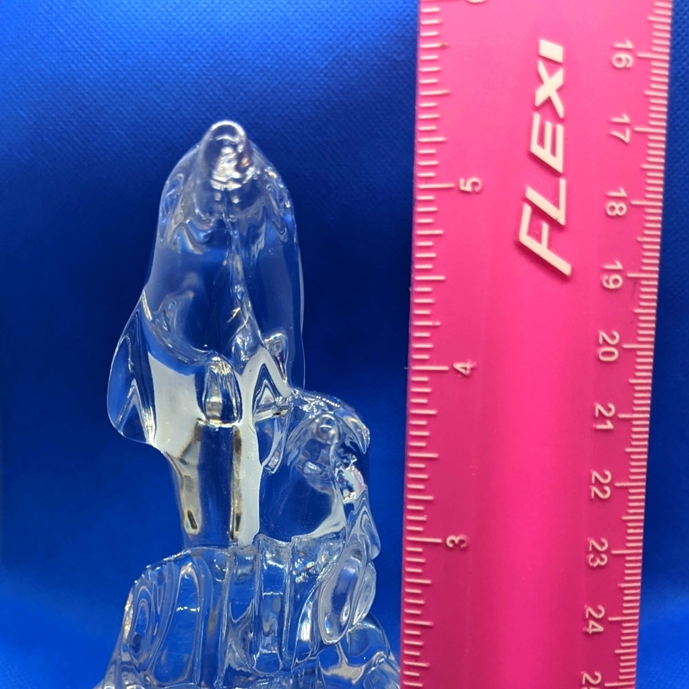 Clear Glass Dolphin Figurine with Waves - Sac's Main