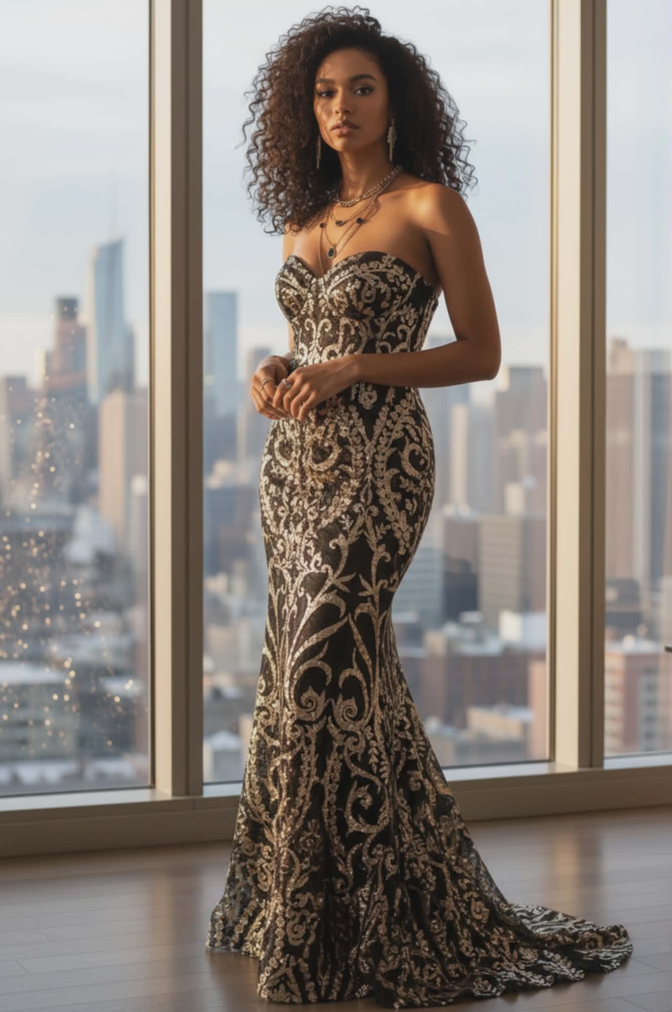 Gold and Black Dress